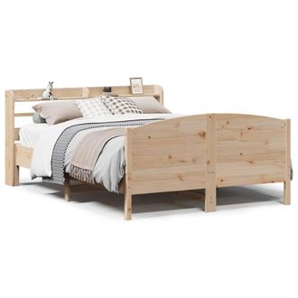 Berkfield Home Bed Frame without Mattress 135x190 cm Double Solid Wood Pine in Light Tan