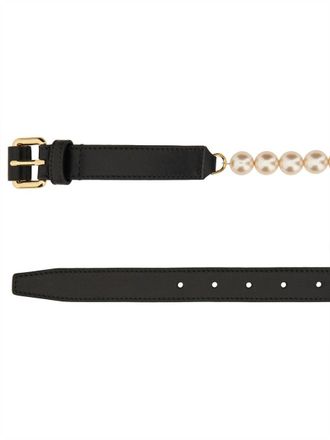 Moschino Pearl-Embellished Belt - Black