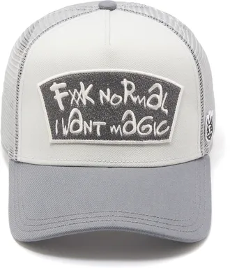 Cult of Individuality Mesh Back Trucker Hat Fxxk Normal, I Want Magic In Cool Grey