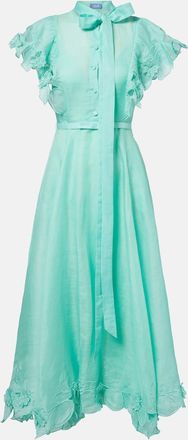 LEO LIN Elsie tie-neck linen and silk maxi dress
