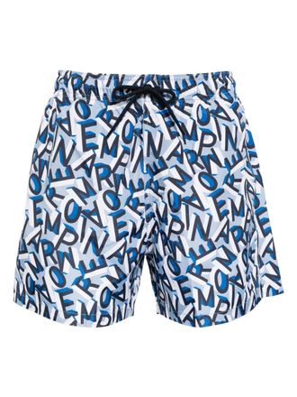 Emporio Armani graphic-print swim shorts - Blue