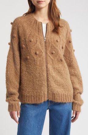 Frame Denim Popcorn Bouclé Zip-Up Cardigan in Mink at Nordstrom Rack, Size X-Large