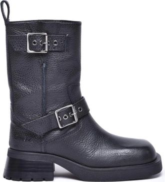Miista Black Biker Ankle Boots