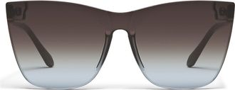 Quay Come Thru 144mm Gradient Cat Eye Sunglasses in Dark Brown/chocolate Blue at Nordstrom