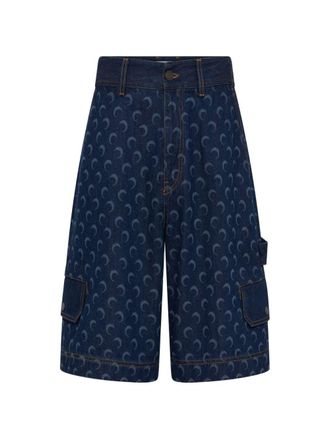 Marine Serre Mens Moon Denim Bermuda Shorts