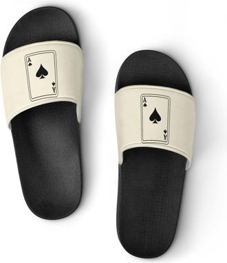 Generic Poker Playing Card Shower Shoes Slipper for Women Men Beach Slippers Quick Drying Non Slip Open-Toe Sandals