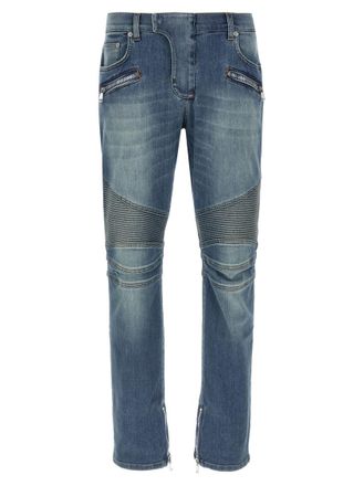 Balmain Blue Slim-fit biker jeans