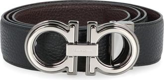 Ferragamo Black Gancini Reversible Textured Cut To Size Belt