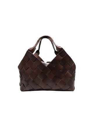 Dragon Diffusion Castello Dark Brown Woven Cow Leather Shoulder Bag