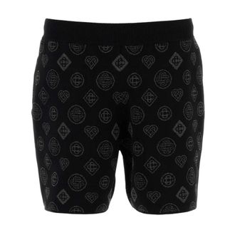 Casablanca Casual Shorts, male, Black, Size: XL Printed Knit Shorts