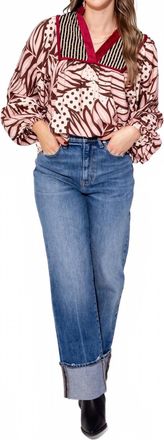 THML Clothing Bloom Mix Top In Burgundy