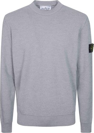 Stone Island Light Grey RWS Compass Patch Crewneck Wool Sweater