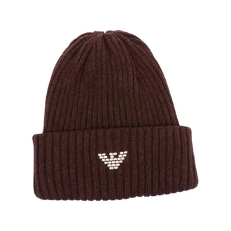 Emporio Armani Beanies, male, Brown, Size: L/XL Stylish Hat Af17000 Em002748 U6279