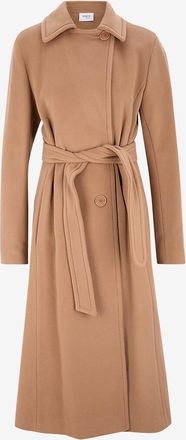 Akris Langer Zweireihiger Wollmantel mit G&uuml;rtel