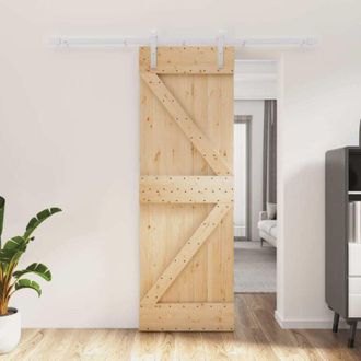 vidaXL Puerta Corredera Con Herrajes Madera Maciza De Pino 70x210 Cm Vidaxl
