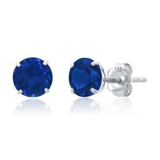 MAX + STONE 14k White Gold 6MM Round Stud Gemstone Earrings