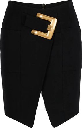 Balmain Belted Grain De Poudre Knee Length Skirt