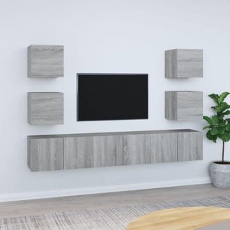 vidaXL Set De Muebles Para Tv 7 Pzas Madera Contrachapada Gris Sonoma Vidaxl