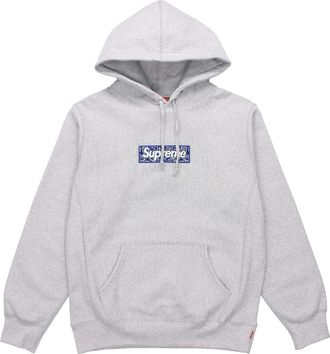 SUPREME FW19 Week 16 Bandana Box Logo Hooded Sweatshirt Paisley Grey SUP-FW19-10830