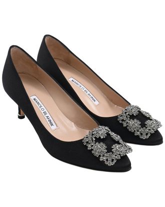 Manolo Blahnik Womens Satin Hangisi 70 Pump (Authentic Pre-Loved)