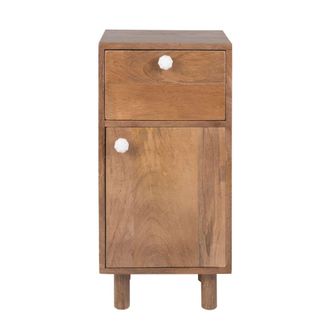 Maisons du monde Mueble peque&ntilde;o con 1 caj&oacute;n 1 puerta de madera de mango 32x24x66 cm