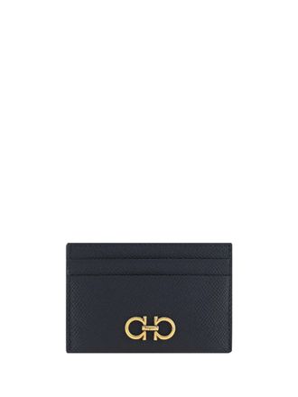 Ferragamo Grained Calfskin Card Case - Black