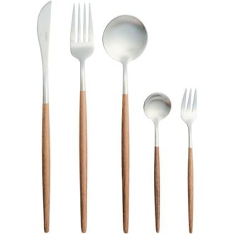 Beliani Cuberter&iacute;a Moderna De 30 Piezas Para Cualquier Ocasi&oacute;n Cuchillo Tenedor Cuchara Cucharilla Tenedor Para Pasteles Mangos Con Aspecto De Madera Acero In