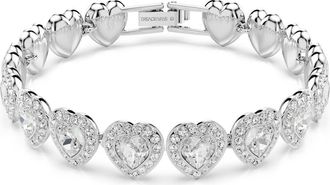Swarovski x Ariana Grande Angelic Crystal Heart Line Bracelet in White/Silver at Nordstrom, Size Medium
