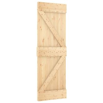 Berkfield Home Sliding Door with Hardware Set 70x210 cm Solid Wood Pine in Natural