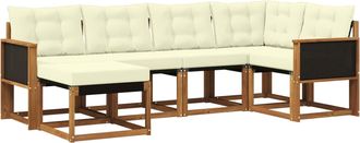 vidaXL Conjunto De Sof&aacute;s De Exterior 6 Uds. Natural Y Crema Vidaxl