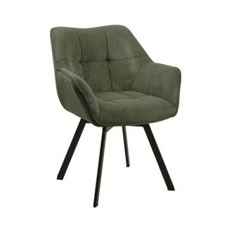 Clp Silla de comedor con reposapi&eacute;s en pana verde