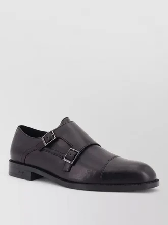 HUGO BOSS leather monk strap shoes cap toe