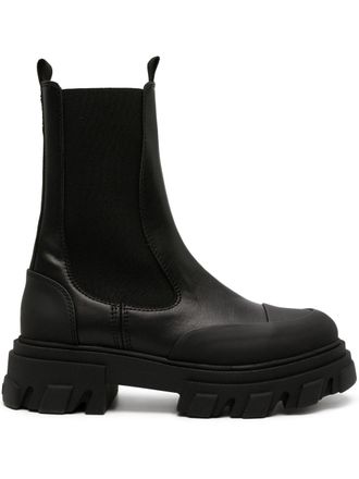 Ganni Cleated faux-leather chelsea boots - Black