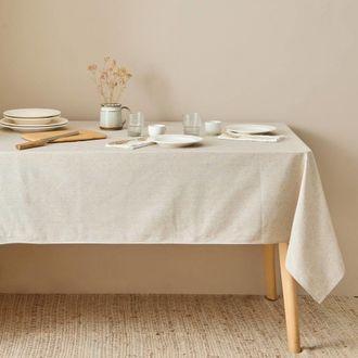 Textura Mantel antimanchas resinado mil rayas color gris piedra. 8 comensales