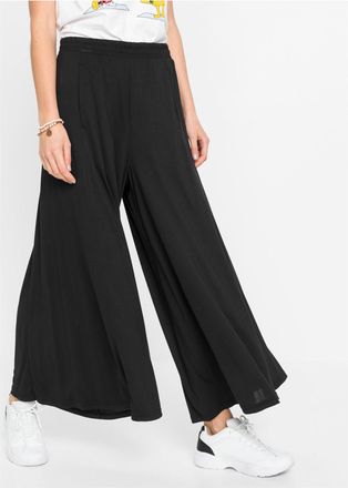 Bonprix Culotte BONPRIX Jersey-Culotte mit weitem Bein, Damen, Gr. 56/58 (XXXL), N-Gr, schwarz, Obermaterial: 70% Modal, 30% Polyester, loose fit, Hosen Culot