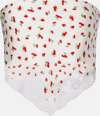 Poss&eacute; Fae lace-trimmed printed top