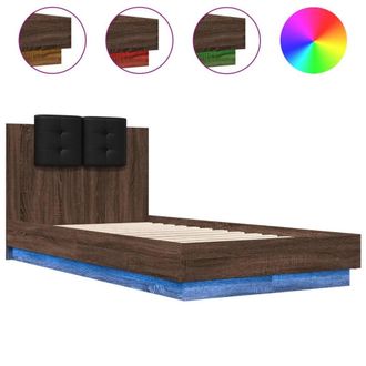Berkfield Home Bed Frame with LED without Mattress Brown Oak 75x190 cm Small Single
