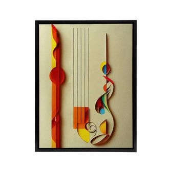 Artery8 Abstract Musical Symbols Clefs Music Framed Canvas Wall Art Print | Size: W24 x H32
