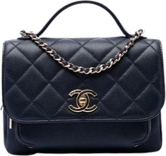 Chanel Pre-owned Business Affinity Flap Bag - Dames - Vintage Handtas - Blauw - ONE Size - Leer - Vintage
