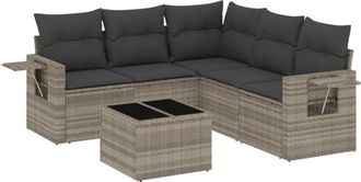 vidaXL Vidaxl - Set De Sof&aacute;s De Jard&iacute;n 6 Pzas Y Cojines Rat&aacute;n Sint&eacute;tico Gris