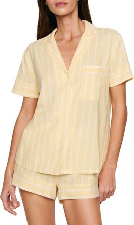 Eberjey Nautico Stripe Short Sleeve Shirt & Shorts Pajamas in Classic Stripe Sunbeam/ivory at Nordstrom, Size X-Small