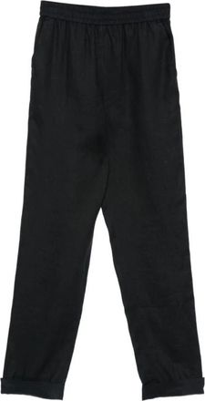 Emporio Armani Straight Broeken - Dames - Straight fit broeken - Zwart - M - Linnen - Broeken