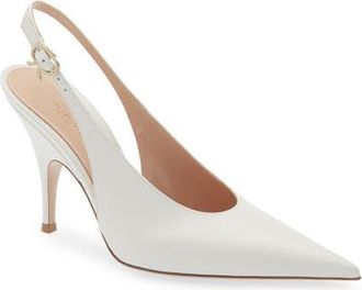Gianvito Rossi Pointed Toe Slingback Pump in Offwhite at Nordstrom, Size 10.5Us