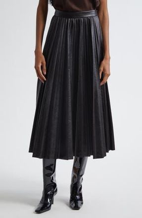 A.L.C. Etta Faux Leather Pleated Midi Skirt in Deepest Brown at Nordstrom Rack, Size 8