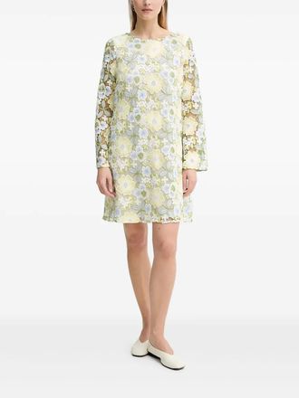 Bruuns Bazaar Jurk met geborduurde bloemen en klokmouwen - Groen