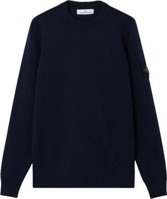 Stone Island Trui met ronde hals - Heren - Ronde hals truien - Blauw - XL - Wol - Truien & Vesten