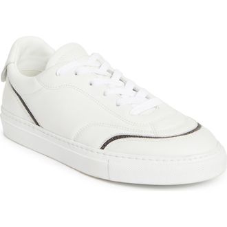 Brunello Cucinelli Monili Trim Low Top Sneaker in Blanco at Nordstrom Rack, Size 10Us / 40Eu