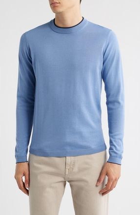 Jack Victor Drummond Tipped Combed Cotton Sweater in Blue at Nordstrom Rack, Size Xx-Large