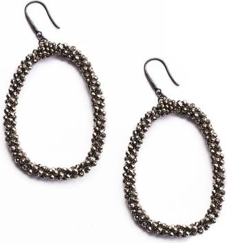 Brunello Cucinelli Silver Pyrite Hoop Earrings