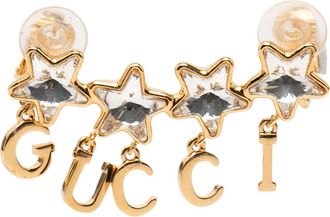 Gucci Gouden Geplateerde Kristallen Ster Schrift Oorknuffel (Tweedehands)